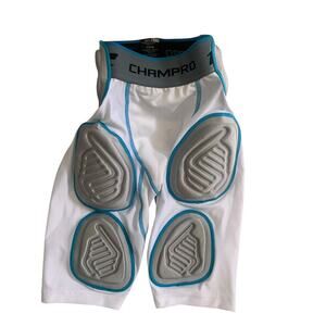 Champro Bull Rush 7-Pad Girdle Size L Youth Boys Kids White Gray Football Pads